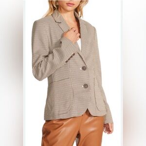 NEW Steve Madden Women MEDIUM Talkshow Host Business Blazer Houndstooth Plaid